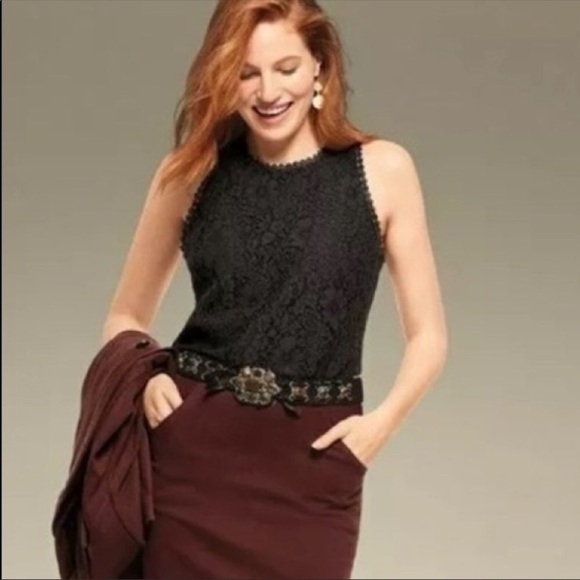 Cabi Black Lace Display Sleeveless Top XSmall - Picture 5 of 9